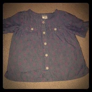 Carter's Chambray Button Down w/Pink Flower Print Size 9mths